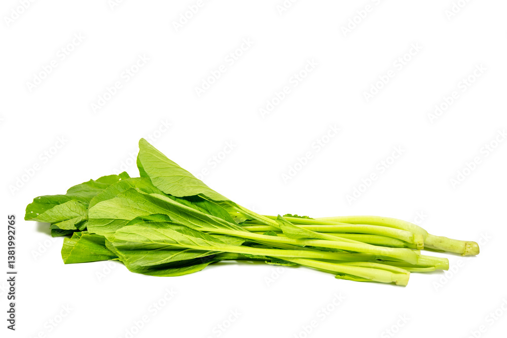 Green and fresh Choy Sum isolated on white background.