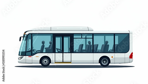Revolutionizing Urban Mobility: Flat Vector Illustrations of Cutting-Edge Self-Driving Public Transport Systems with Integrated Autonomous Technologies and High-Resolution Sensors