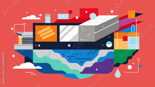 A mixed media piece with layers of paint foil and paper representing different layers of data.. Vector illustration