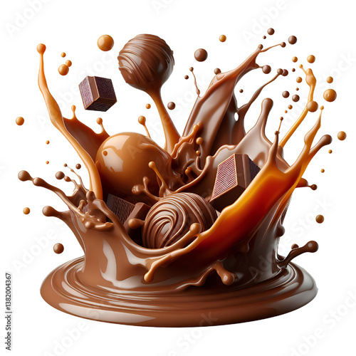 3D CARAMEL melted flying Isolated on White Background  photo