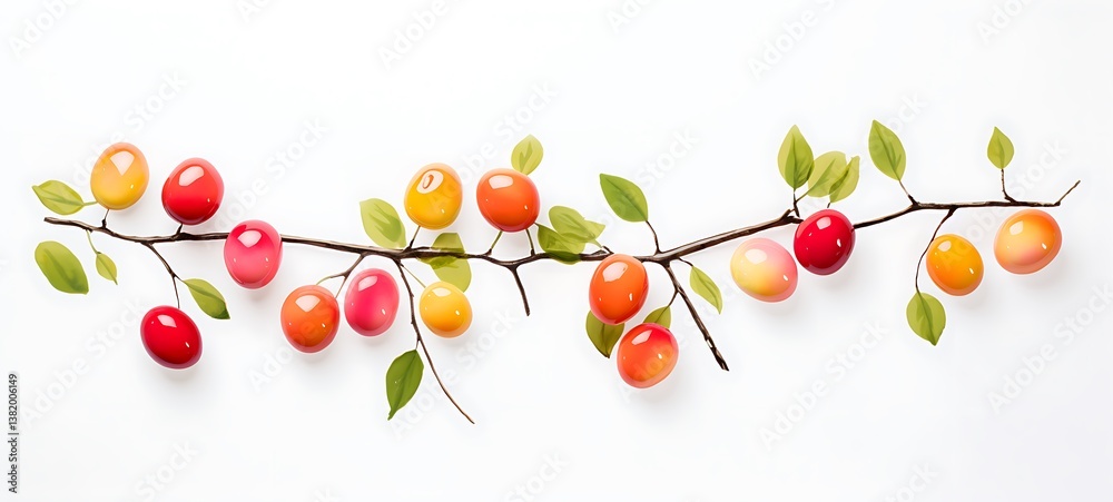 White background with drawings of colorful Crab apples for children, ai generative White background with drawings of colorful Crab apples for children, ai generative