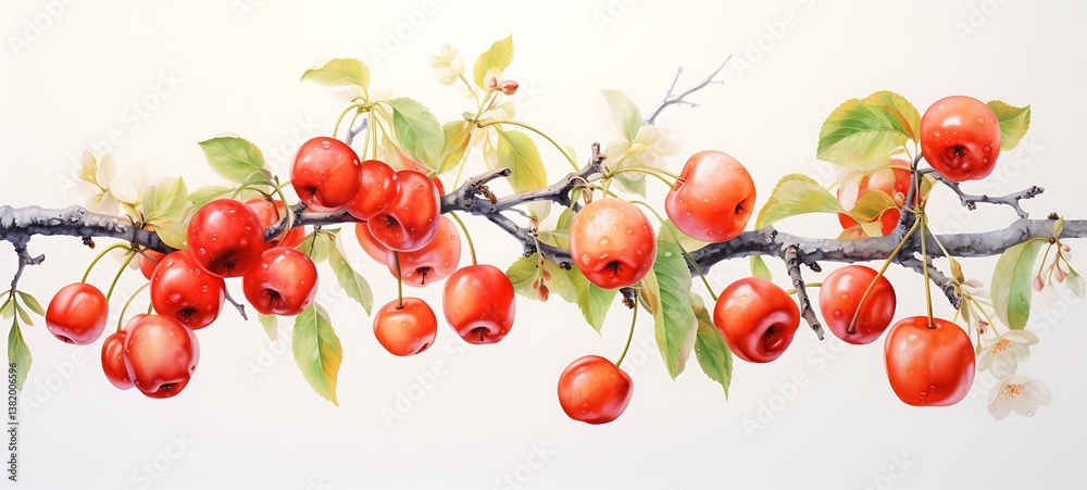 White background with drawings of colorful Crab apples for children, ai generative White background with drawings of colorful Crab apples for children, ai generative
