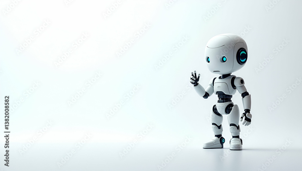 Fototapeta premium 3D Icon: Minimalist Wallpaper Design Showcasing Robotic Automation and Futuristic Industrial Innovation on a Clean White Background