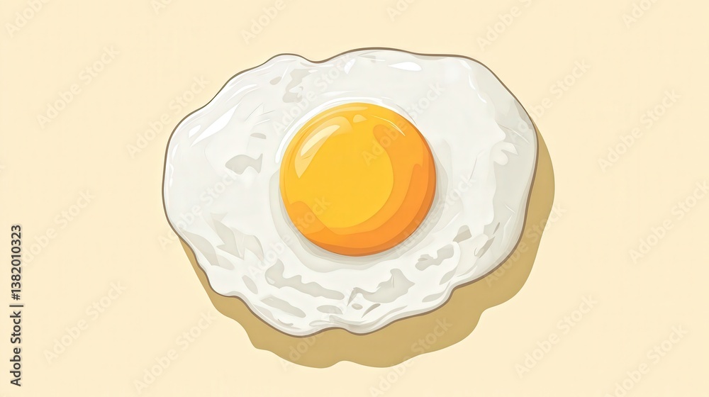 Sunny-Side Up Egg: A perfectly cooked sunny-side up egg with a golden yolk and a fluffy white. The simple beauty of a classic breakfast food.