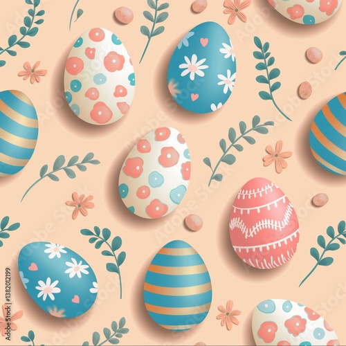 Easter Egg Pattern with Soft Colors