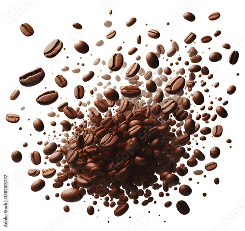 3D coffee beans on white background isolated on white background	