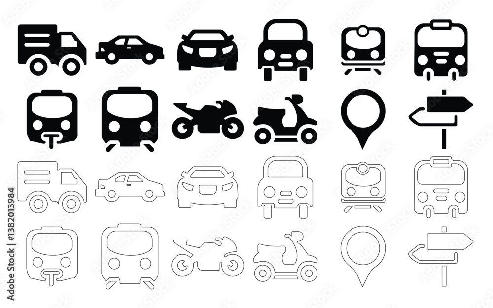 linear transportation icon pack 02 linear transportation icon pack 02
