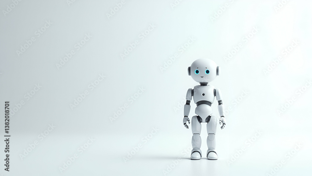 Fototapeta premium 3D Minimalist Wallpaper: Advanced Robotic Caregiving & Digital Health Integration in Modern Healthcare Environments