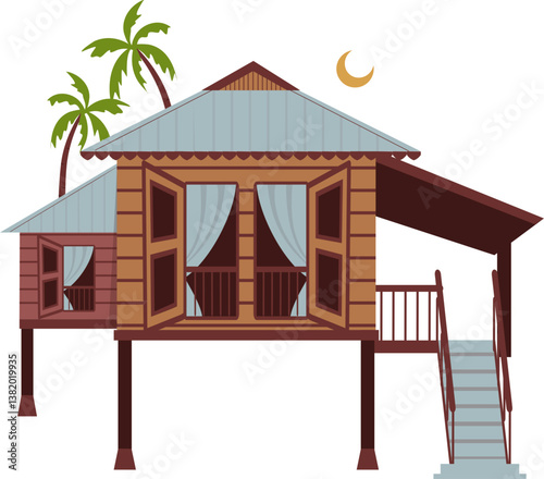 Malaysian tradisional house Illustration 