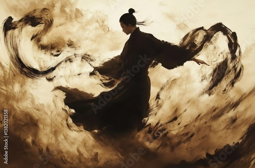A Chinese calligraphy artist creating beautiful