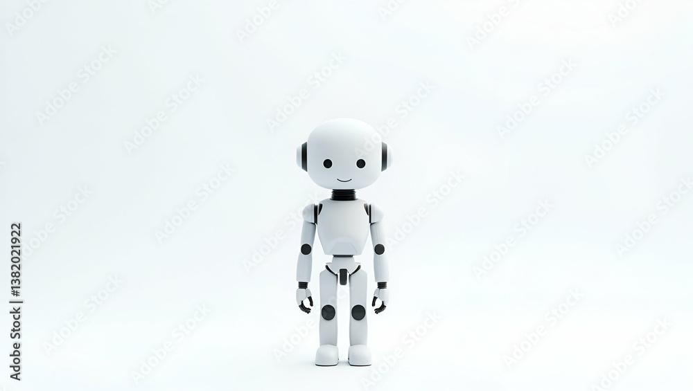 Fototapeta premium Explore our 3D wallpaper design showcasing automated customer service bots in a minimalist style, perfect for premium photo stock.