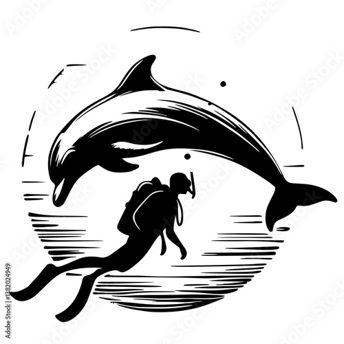 Dolphin trainer silhouette