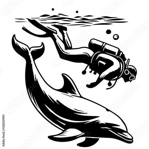 Dolphin trainer silhouette