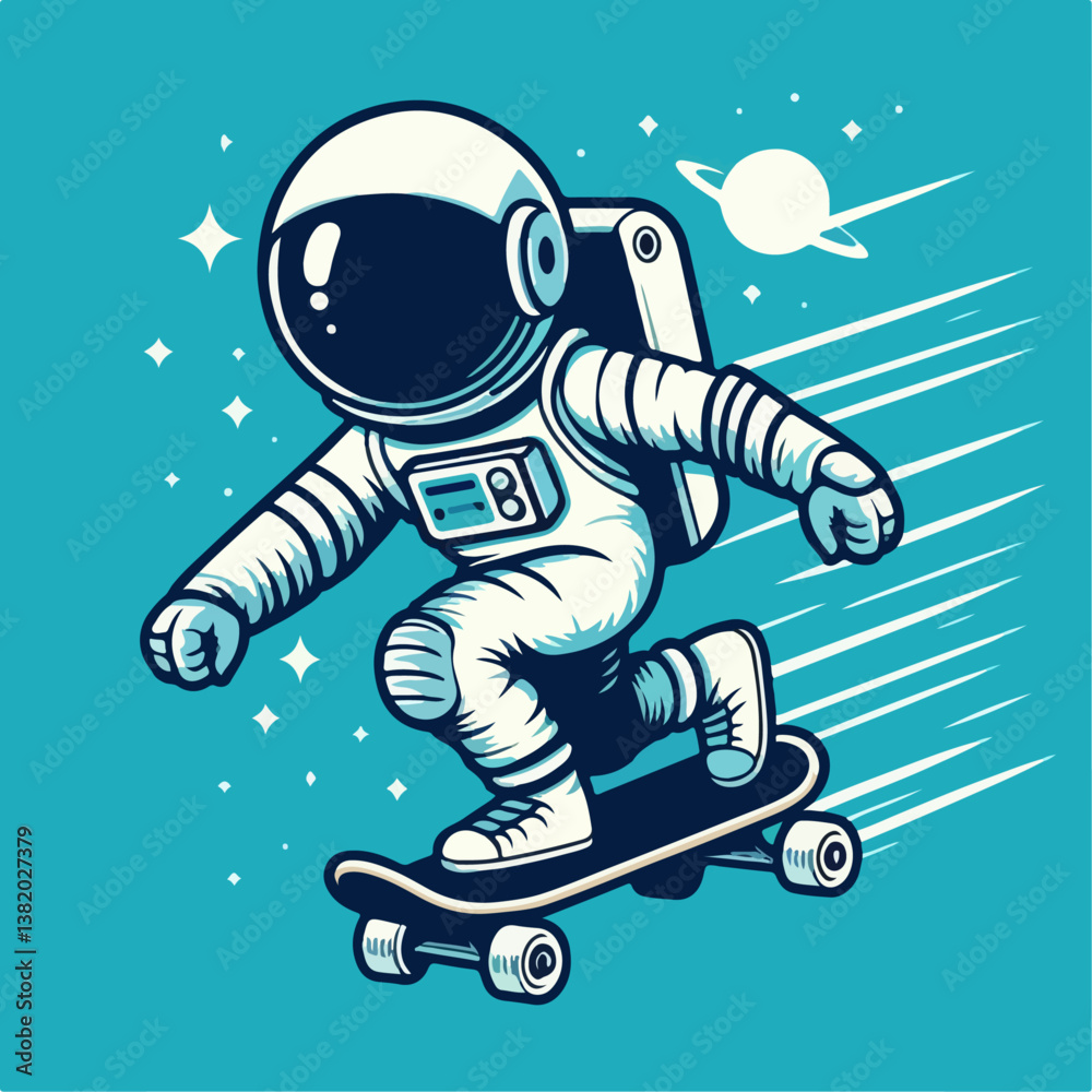 cartoon vector illustration of astronaut with skateboard cartoon vector illustration of astronaut with skateboard