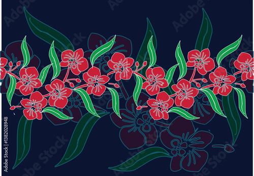 
Indonesian Batik with a very exclusive orchid motif