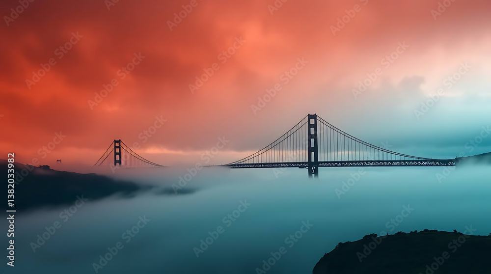 Fototapeta premium Golden Gate Bridge shrouded in morning mist