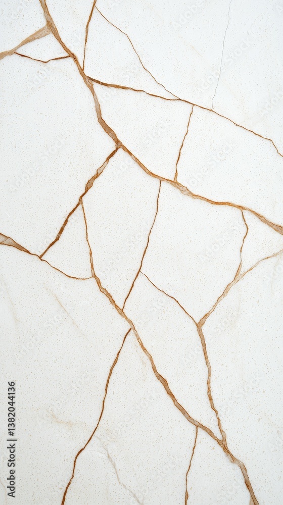 A close-up image of a white marble surface with intricate golden veins, showcasing its natural elegance and unique patterns.