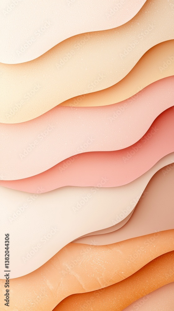 A vibrant arrangement of wavy layers in soft pastel colors, creating a visually appealing abstract design.