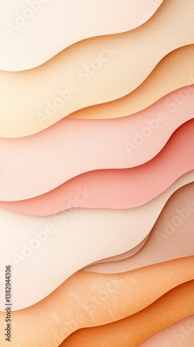 Obraz na płótnie A vibrant arrangement of wavy layers in soft pastel colors, creating a visually appealing abstract design. w salonie