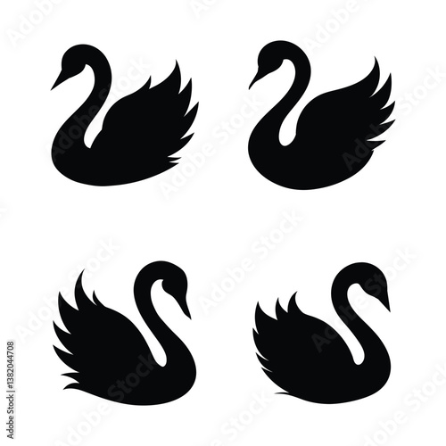 set of duck silhouettes
