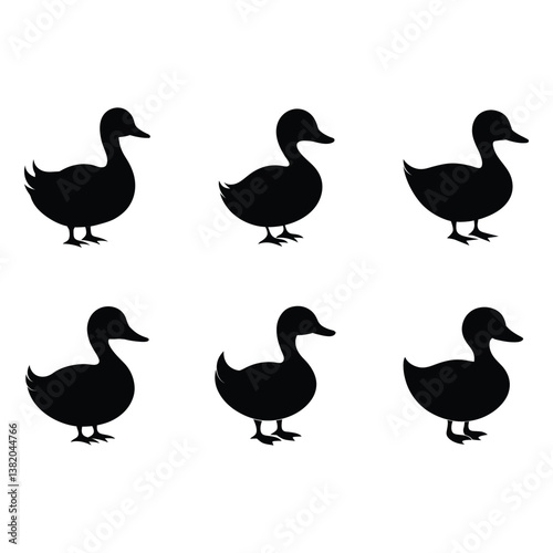 set of duck silhouettes