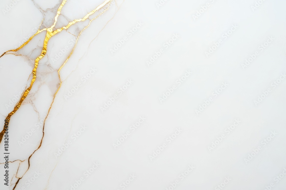 A smooth, light-colored surface with striking golden veins creating an elegant and sophisticated pattern.