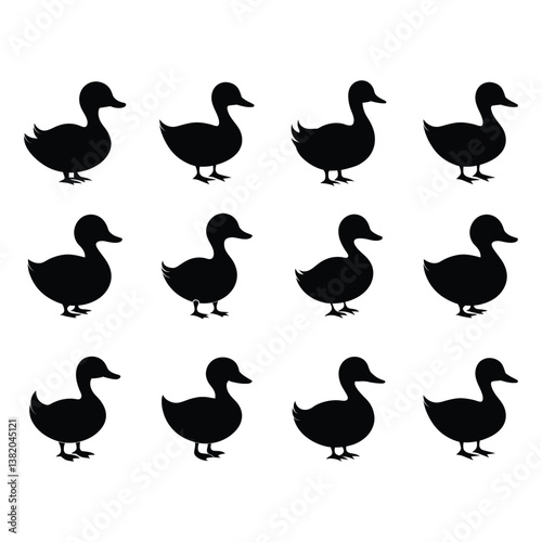 set of duck silhouettes