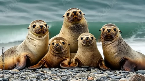 Magnificent Sea Lion Family Portrait photo