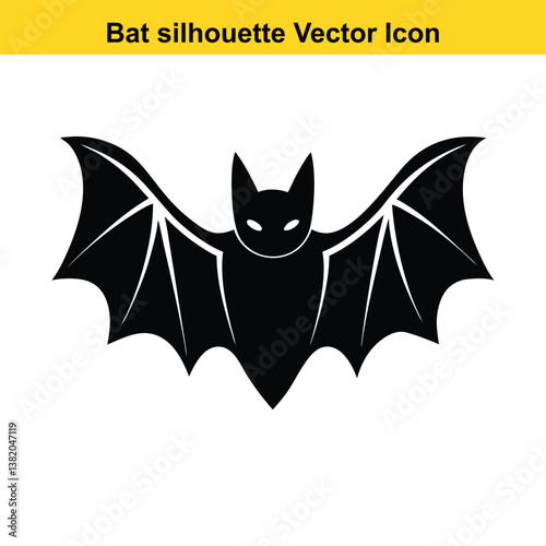 Cartoon bat with wings in a Halloween-themed vector illustration.