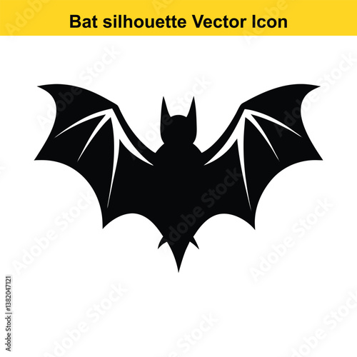 Cartoon bat with wings in a Halloween-themed vector illustration.