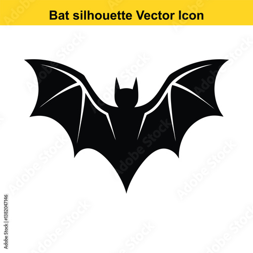 Cartoon bat with wings in a Halloween-themed vector illustration.