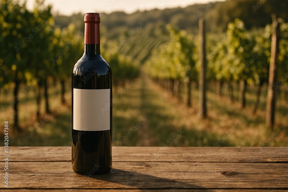 Fototapeta premium Vineyard wine bottle tranquility