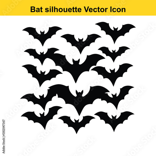 Cartoon bat with wings in a Halloween-themed vector illustration.