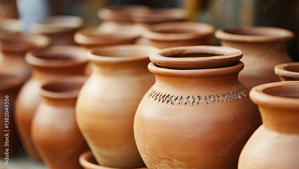 Collection of Terracotta Clay Pots in Warm Brown Hues Collection of Terracotta Clay Pots in Warm Brown Hues
