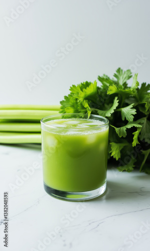 Refreshing Celery Juice - White Counter, Celery Stalk Bouquet