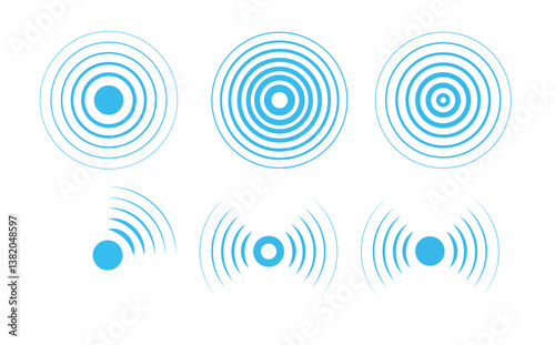 Radar vector icons. Signal concentric circles. Sonar sound waves isolated on white background. Fat style vector illustration EPS 10
