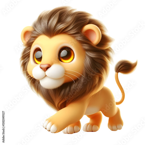 Cute 3d Lion WALK isolated on white background