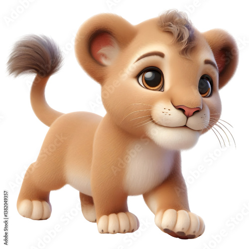 Cute 3d Lion WALK isolated on white background