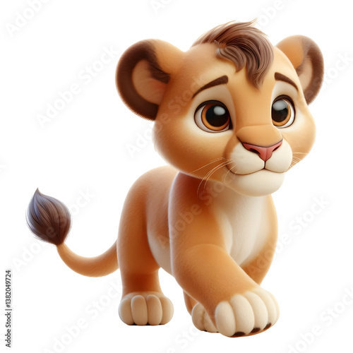 Cute 3d Lion WALK isolated on white background