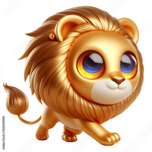 Cute 3d Lion WALK isolated on white background