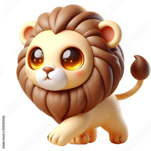 Cute 3d Lion WALK isolated on white background