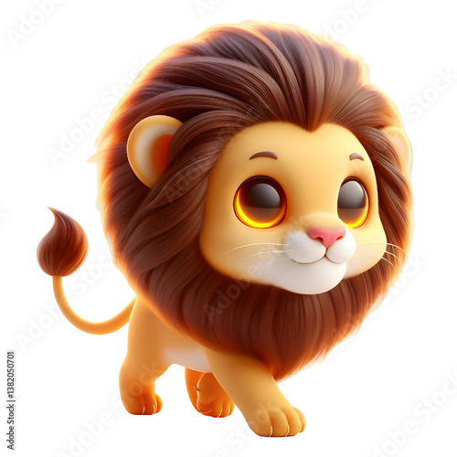Cute 3d Lion WALK isolated on white background