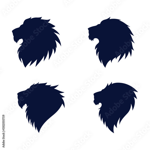 set of Lion silhouettes