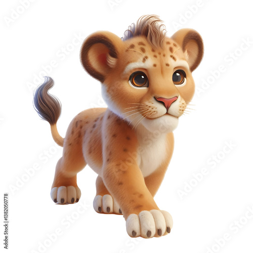 Cute 3d Lion WALK isolated on white background
