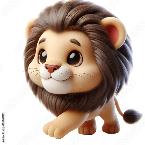 Cute 3d Lion WALK isolated on white background