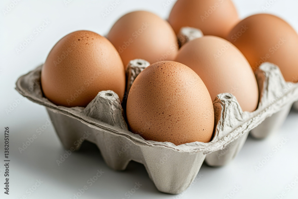 Isolated farmfresh eggs in simple carton natural brown standard kitchen setting minimalist environment close-up view for culinary inspiration Isolated farmfresh eggs in simple carton natural brown standard kitchen setting minimalist environment close-up view for culinary inspiration