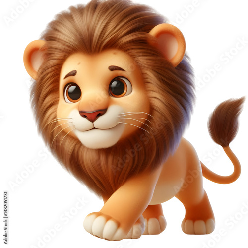 Cute 3d Lion WALK isolated on white background