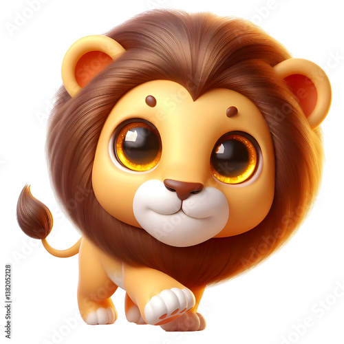 Cute 3d Lion WALK isolated on white background
