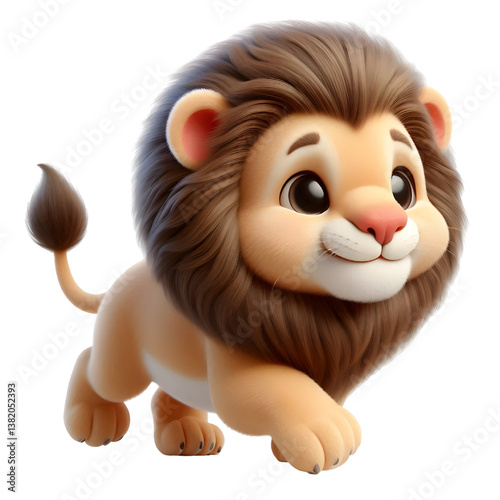Cute 3d Lion WALK isolated on white background
