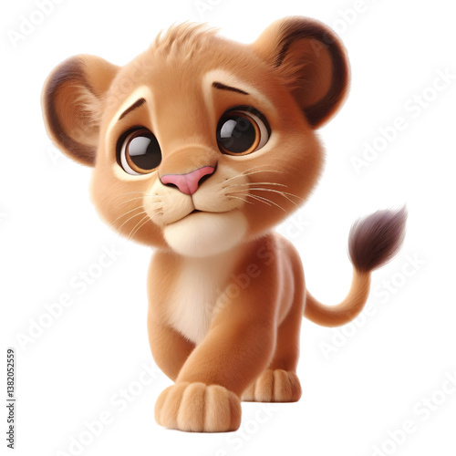 Cute 3d Lion WALK isolated on white background